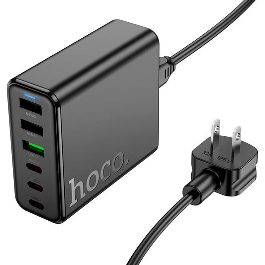 HOCO GaN 75W Six-Port Fast Charger – USB-C + USB-A Multi Device Charging Hub