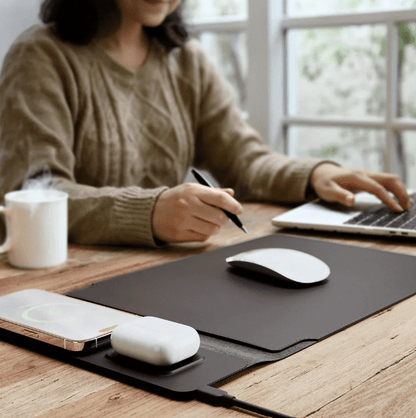 **4-in-1 Laptop Sleeve with Wireless Charging – Portable Desk, Cooling Pad & Organizer**