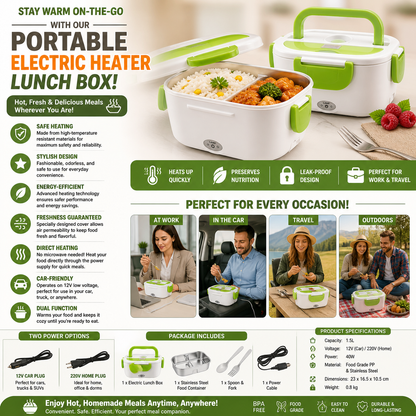 Portable Electric Heater Lunch Box – Food Warmer for Car & Travel
