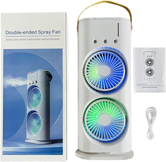 Portable Mist Fan with LED Lights | USB Rechargeable