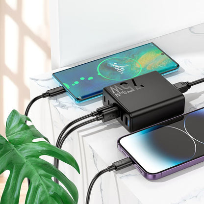 HOCO GaN 75W Six-Port Fast Charger – USB-C + USB-A Multi Device Charging Hub
