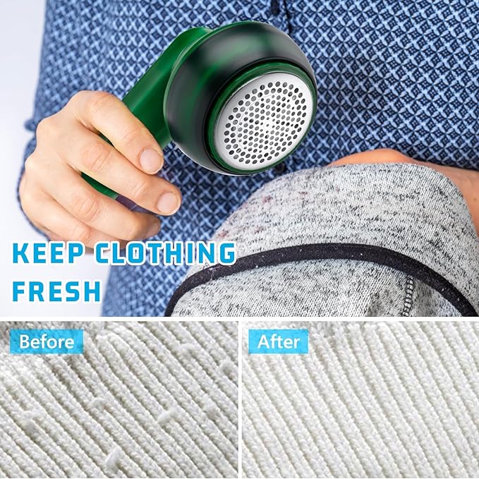 Rechargeable Electric Lint Remover – Portable Fabric Shaver with 6 Blades