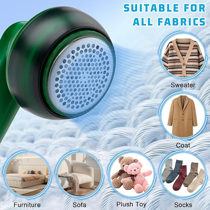 Rechargeable Electric Lint Remover – Portable Fabric Shaver with 6 Blades