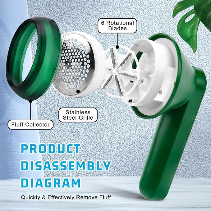 Rechargeable Electric Lint Remover – Portable Fabric Shaver with 6 Blades