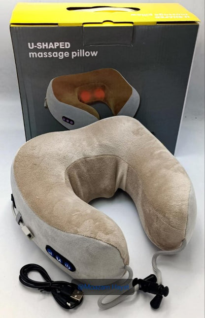U-Shaped Massage Pillow – Heated Neck Massager for Travel & Stress Relief