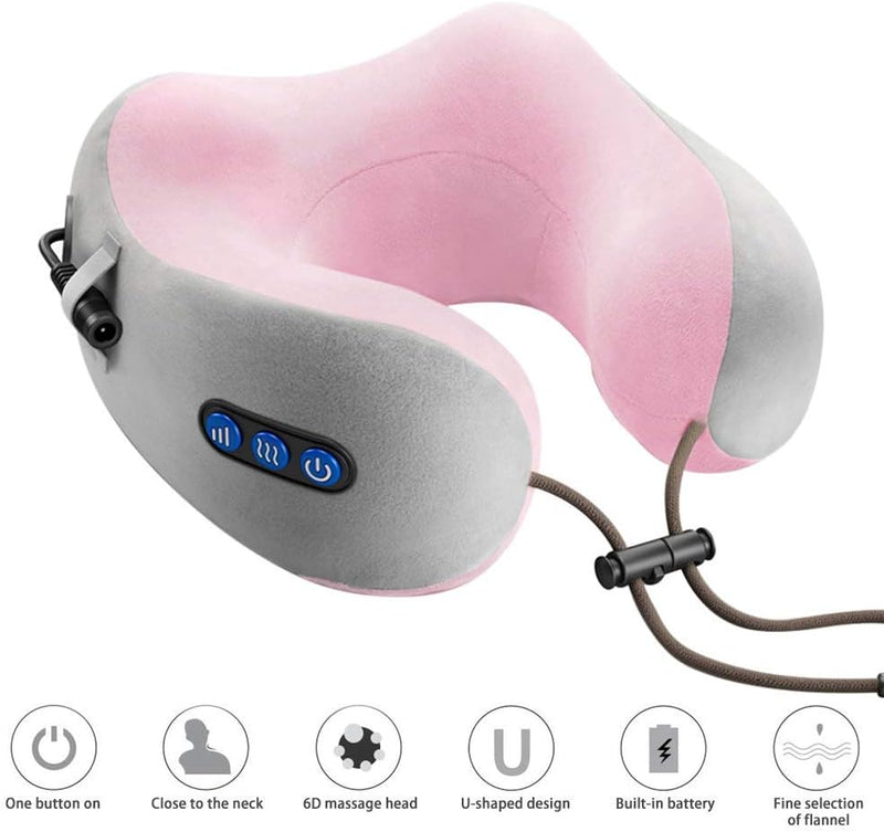 U-Shaped Massage Pillow – Heated Neck Massager for Travel & Stress Relief