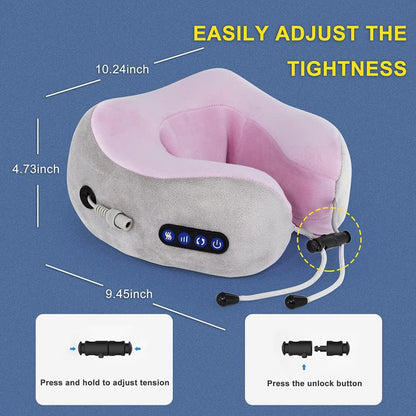U-Shaped Massage Pillow – Heated Neck Massager for Travel & Stress Relief