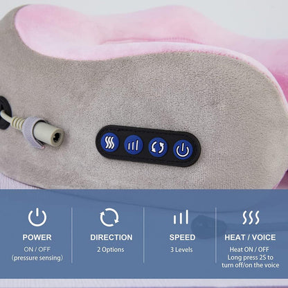 U-Shaped Massage Pillow – Heated Neck Massager for Travel & Stress Relief
