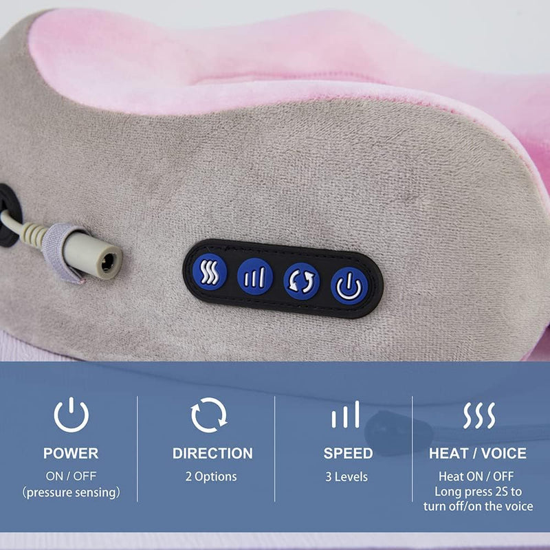 U-Shaped Massage Pillow – Heated Neck Massager for Travel & Stress Relief